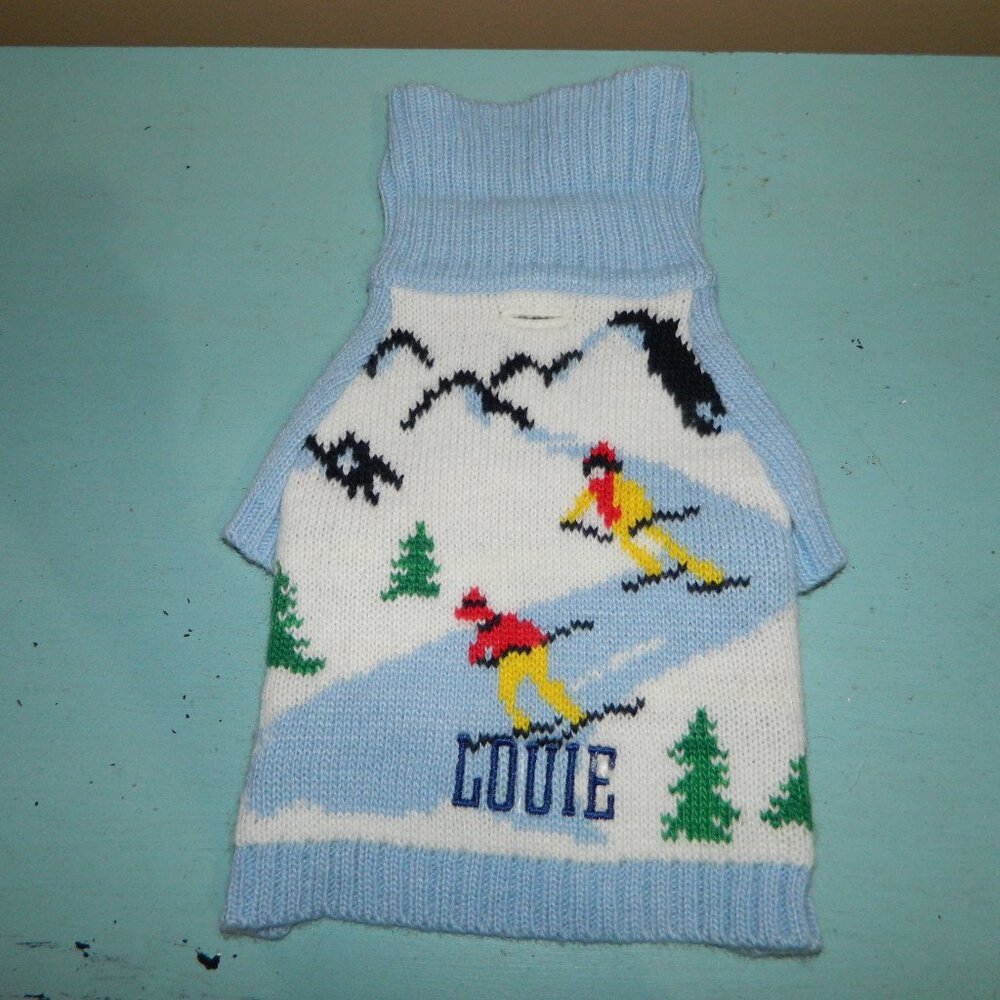 Mark & Graham Downhill Skier Dog Sweater "LOUIE" Size S (H-44)